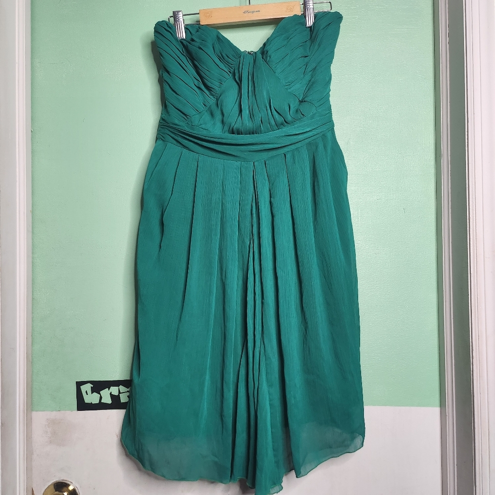 Badgley Mischka Flora Chiffon Strapless Gown - Picture 3 of 4